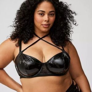 Torrid Black Patent Leather Bustier Bra 4X